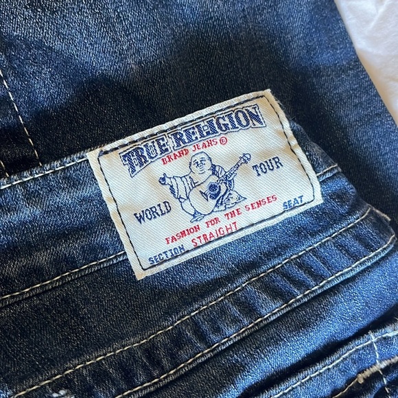 True Religion Blue Straight Leg Jeans Distressed (Size 29) - Picture 5 of 9